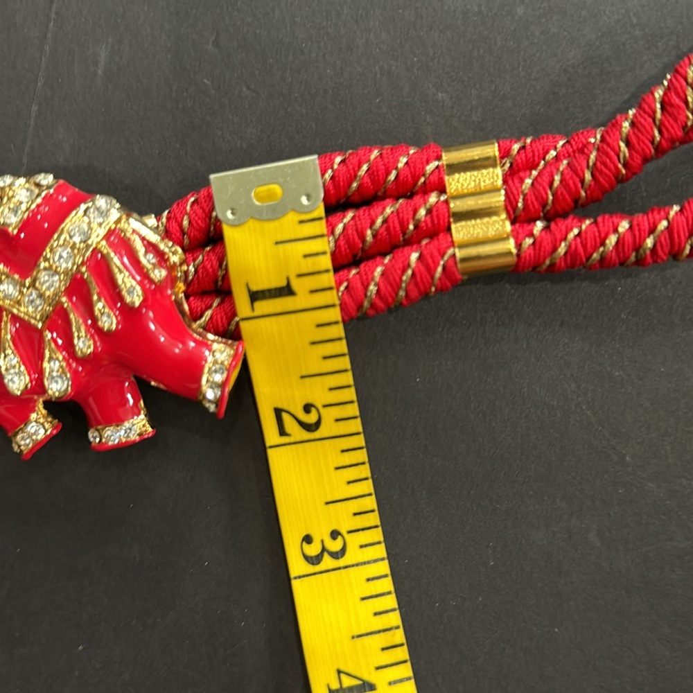 🛑🛑SOLD 🌸Vintage Gutos Red Rhinestone Elephant Stretch Belt - Picture 17 of 17